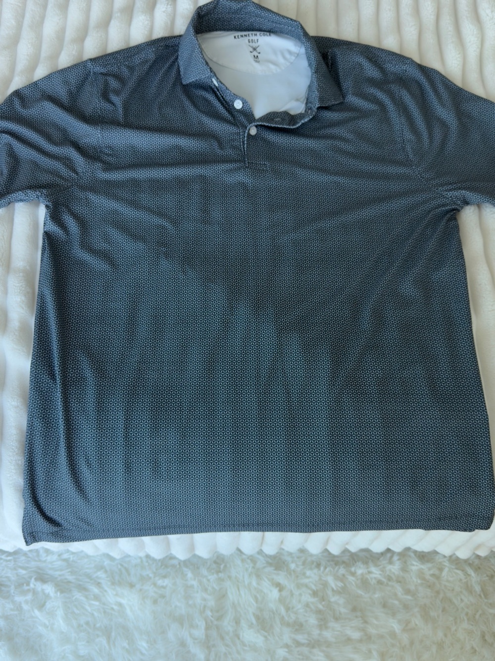 Kenneth Cole Men’s Dark Blue Micro-Pattern Polo